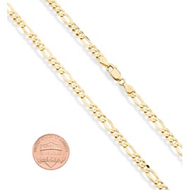 Miabella Solid 18K Gold Over Sterling Silver Italian 5mm Diamond-Cut Figaro Chain Bracelet for Women Men, 925 Made in Italy (Length 7.5 Inches)
