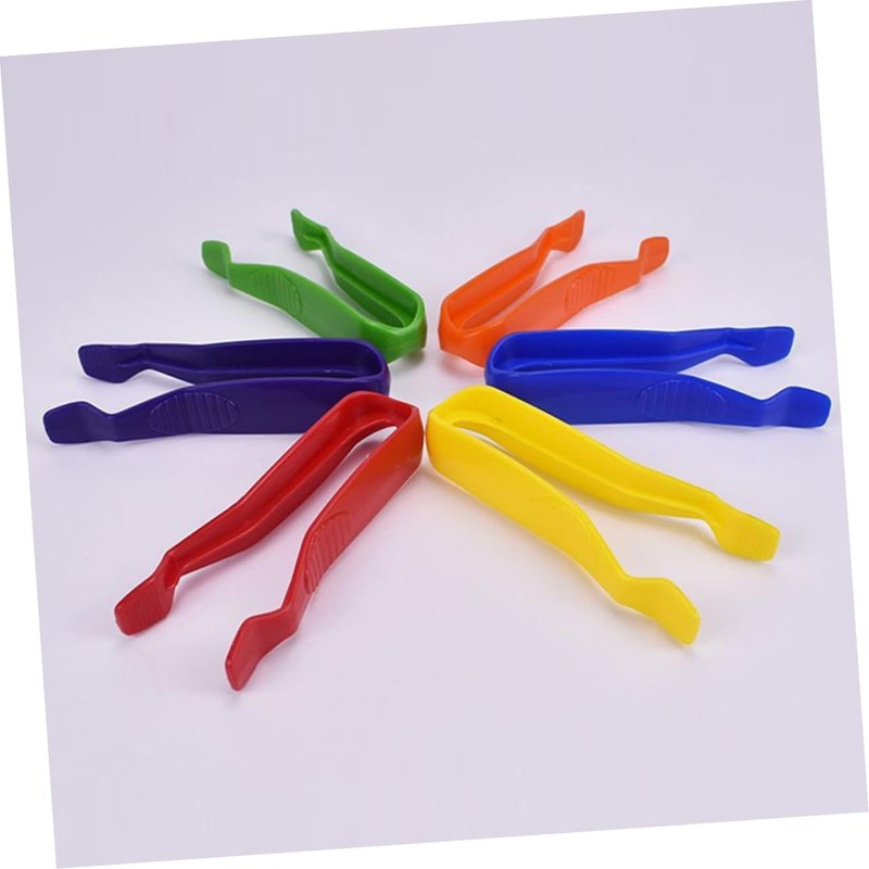 KOMBIUDA Safe Plastic Tweezers 6pcs Bead Tweezers for DIY Craft