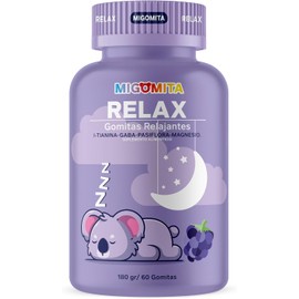 MIGOMITA RELAX 60 Gomitas para dormir Ideal para niños y adultos Sin melatonina Gomitas que promueven el sueño Ingredientes 100% naturales: magnesio, pasiflora, lteanina y gaba Suplemento para un sueño profundo.