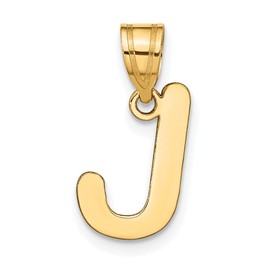 Real and Solid 14K Yellow Gold Polished Bubble Letter J Initial Pendant