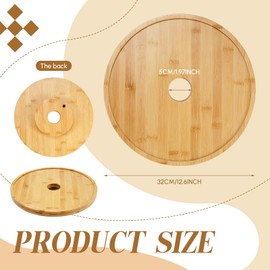 Thyle 13 Inch Umbrella Table Tray Turntable Portable Lazy Susan for Patio Table with Umbrella Hole Wood Color Round Organizer for 1.5 Inch Pole Backyard Beach Garden Swimming Pool