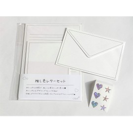 Hagoromo No. 82148 Pressed Color Letter Set, White, Popular, Simple, Cute, Fan Letter, White, Envelope, 2 Sizes Available, A5 Size, Includes Stickers