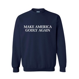 Christian Make America Godly Again Crew Neck Sweatshirt-Navy-large