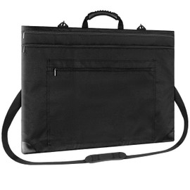 ZKOO Light Weight Art Portfolio Bag, Artist Canvas Case with Detachable Shoulder Strap, Leather Corners, Art Portfolio Case 18 X 24 for Artwork, Poster, Sketching, and Drawing (18" x 24" Black)