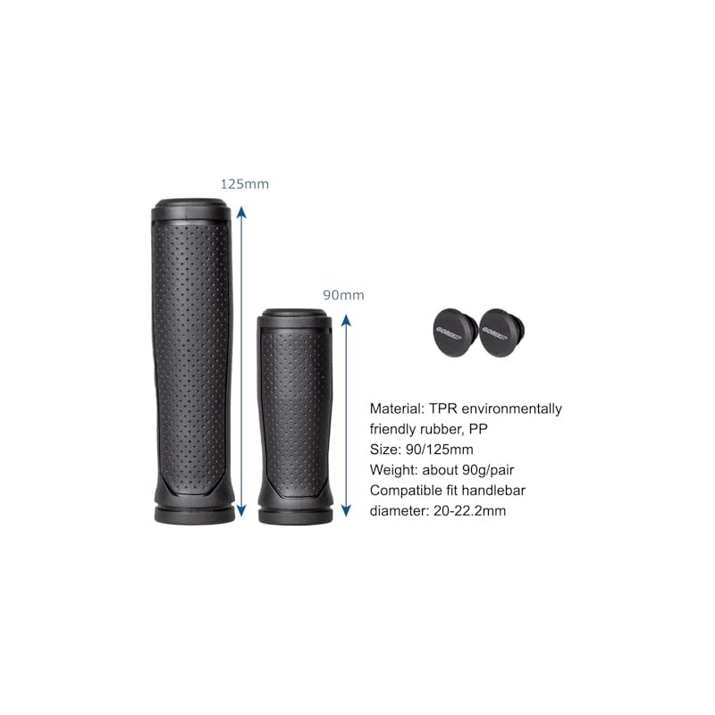 GORIX Bike Handle Bar Grips Handlebar Long&Short 90mm&125mm Round Bicycle