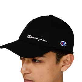 Champion C3-BG701C Men's Sports Cap, 100% Polyester, Script Embroidery, Men's, Black