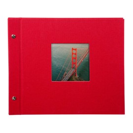 Goldbuch Photo Album Trend, Bella Vista, 30 x 25 cm, 40 Black Pages with Glassine Dividers, Extensible, Linen, red, 26984