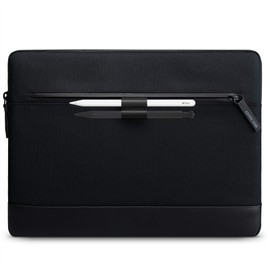 Adore June 14 Inch Bent Laptop Bag, Black, Compatible with MacBook Pro 14 2023 2021, Extra Size 14 Inch MacBook Pro, Sustainable Recycled Fabrics, Waterproof Zippers - Made in Europe