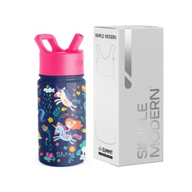 Simple Modern Kids Summit Water Bottle with Straw Lid | 14oz Stainless Steel Cup Insulated Tumbler Tumbler for Girls, School | Unicorn Rainbows