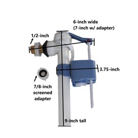 Side Mount Fill Valve,7/8 (or 1/2-inch) Inside the Tank Water Line by Nuflush