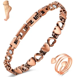 Vicmag Copper Anklet for Women Magnetic Ankle Bracelet with Ultra Strength Magnets 99.9% Solid Copper Valentine's Day Gift for Her (Adjustable)
