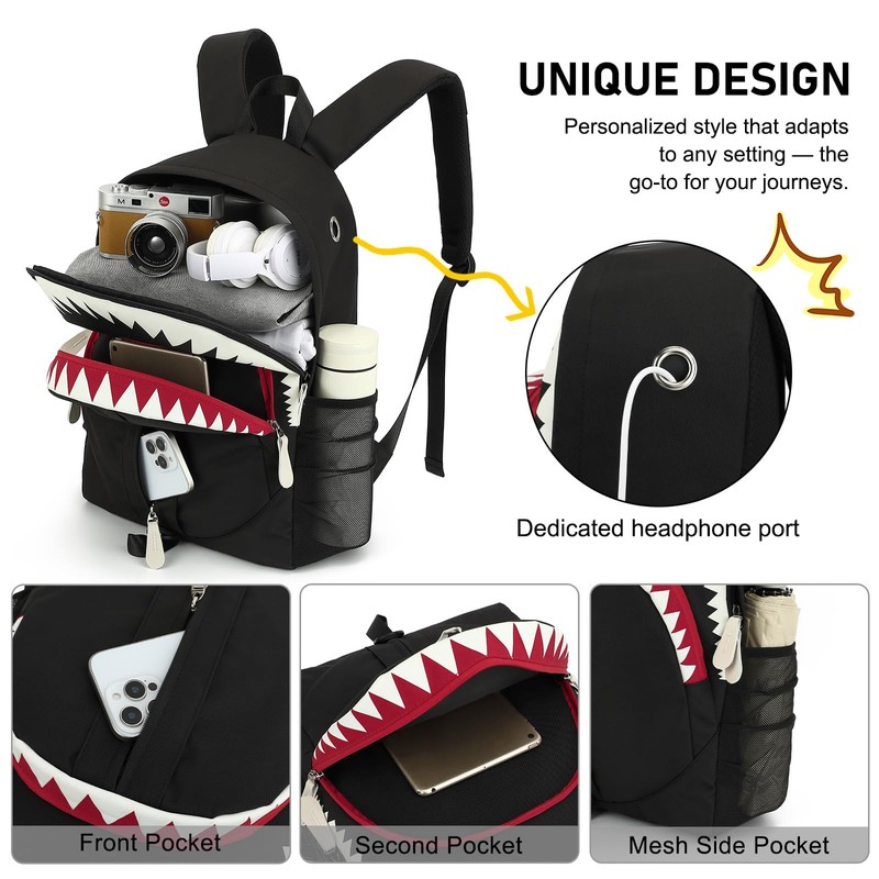 Kouxunt Luminous Shark Backpack for Teen Boys, Cool Elementary Middle