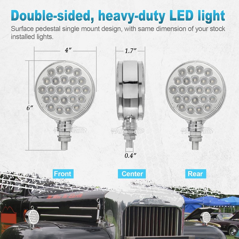 Partsam - 2 luces LED redondas de doble cara y