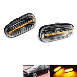 RZG 2x Clear Lens Side Indicator Amber LED Marker Repeater Light For 1998-2005 Astra G MK IV Zafira A MK I Speedster VX220