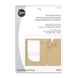 Dritz 55457-61 Iron-On Repair Pocket, White, 2-Pack