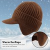 PESAAT Autumn Thick Men Knit Visor Winter Warm Adult Earflap