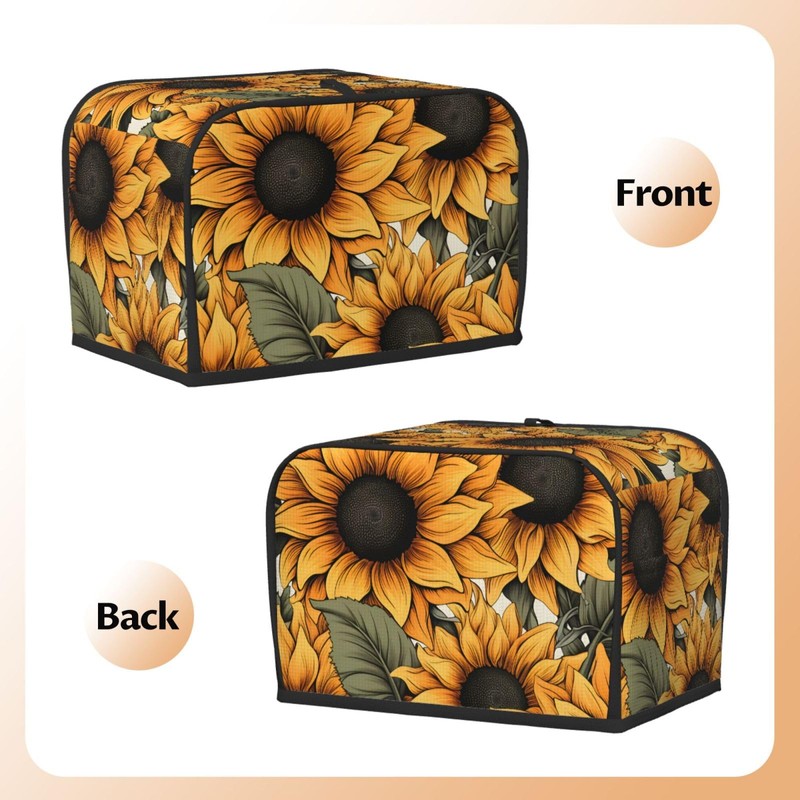 JXDXHCW Sunflower Pattern 2 Slice Toaster Cover Wide Slot Dustproof