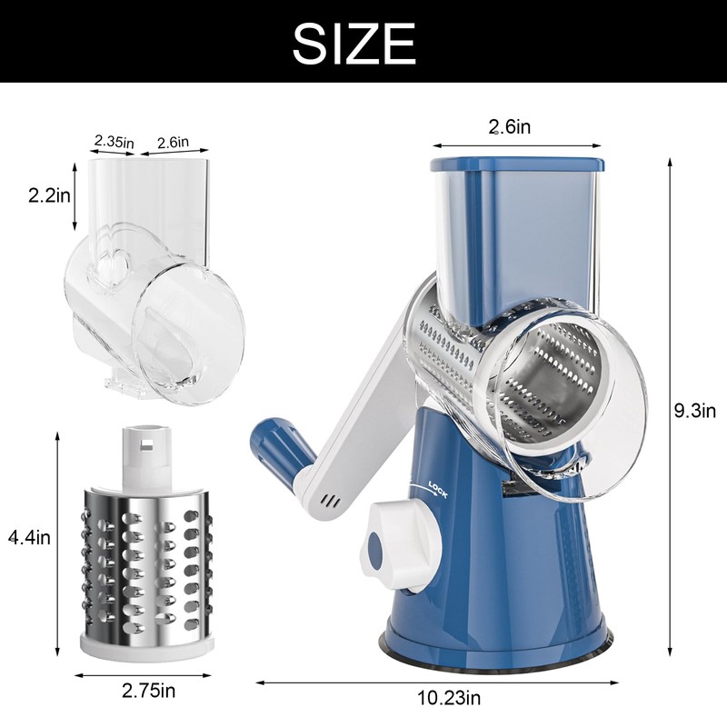 Cambom Rotary Cheese Grater Hand Crank Cheese Shredder for Fresh