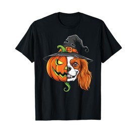 Cavalier King Charles Spaniel Dog Pumpkin Jack O Lantern T-Shirt