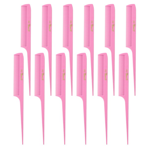 Krest Cleopatra 8-1/2 inch Rattail Combs Extra Fine Tooth.Rat Tail Comb Model #441. Color Fresh Pink. 1 Dozen.