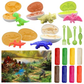 LETTERASHQP Pack of 18 Kneading Accessories for Children from 2 3 4 Years Dinosaur Plasticine Tools DIY Kneading Tool Dinosaur Children's Toy Dough Accessory Set for Children Boys Girls