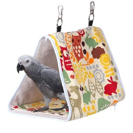 KINTOR Bird Nest Snuggle Hut,Parrot Habitat Cave Hanging Tent for Small Medium Parrots Budgies Eclectus Parakeet Cockatiels Lovebird African Grey (Yellow Owl, M)