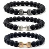 2023 Stylish high quality Men's bracelet Natural black dumbbell charm