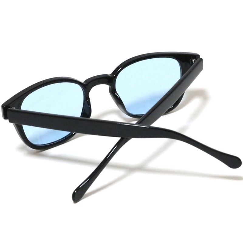 [FashionBerry] ブラック×ライトブルー 伊達メガネ 伊達眼鏡 だてめがね だて眼鏡 色付き 度なしメガネ ファッションメガネ おしゃれ眼鏡