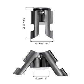 uxcell 4 Pcs Champagne Stopper, Stainless Steel Bottle Plug Sealer for Sparkling Wine, Bubble Retaining Saver, Black