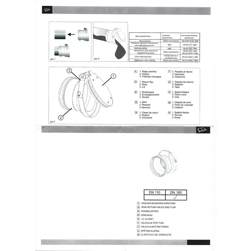 110mm Non Return Valve Backflow DN110 Single Stainless Steel Flap