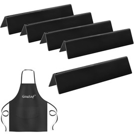 GasSaf 15.3" Flavorizer Bars for Weber Spirit 300 Grill Parts, Flavorizer Bars 7636 for Spirit S310 S320 E310 E320 Gas Grills with Front Knobs, 5-Pack Porcelain Steel Flavor Bars & Black Bib Apron