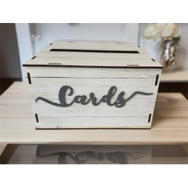 Wooden Wedding Card Box for Reception money Envelopes,Bridal & baby Showers, Graduations or engagements (Rustic White)