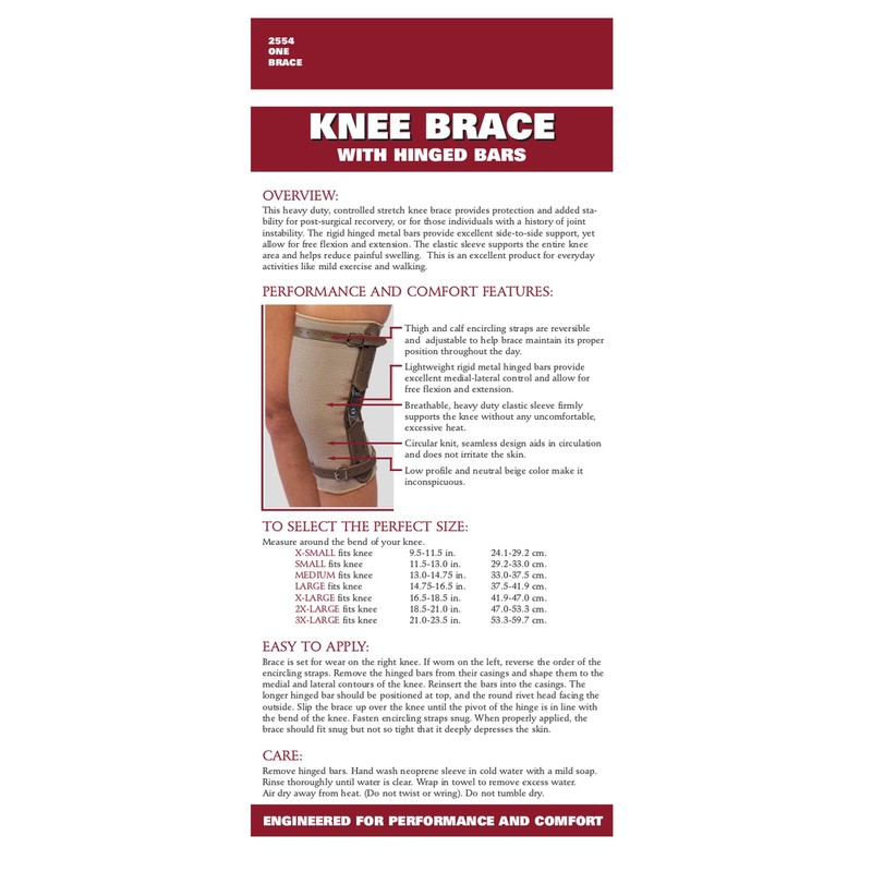 OTC Knee Brace, Hinged Bars, Knit Elastic