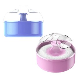 2 Borlas De Talco Para Bebé Con Caja De Almacenamiento Borla Para Polvos Corporales Y Faciales Aplicadores Suaves Con Mango Para Piel Sensible 3.54 X 