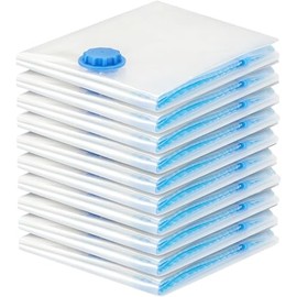 Wenrecu Pack of 10 Vacuum Bags for Clothes, Reusable Clothing Storage Bags, Vacuum Bags, with Tight and Space-Saving Travel Bags, for Clothes, Duvets, Bed Linen, etc. (50 x 60 cm)