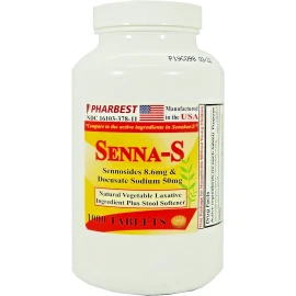 Senna Plus (Docusate Sodium 50 mg & Senna 8.6 mg) – Dual‑Action Laxative & Stool Softener, 1000 Tablets (Generic for Senokot‑S), Gentle Overnight Relief for Occasional Constipation