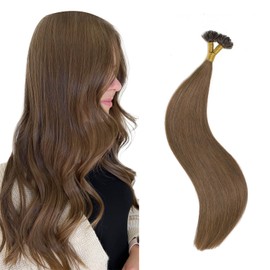 XDhair U Tip Hair Extensions Real Human Hair 50 Strands 40g 16inch Medium Brown Pre Bonded Hair Extensions Keratin Nail U Tip Hair Extensions for Women #4 16inch