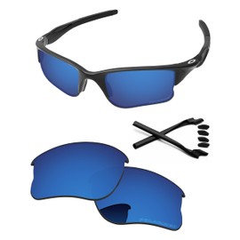 PapaViva Replacement Lenses & Rubber Kits for Oakley Half Jacket 2.0 XL OO9154 62mm Sunglass Deep Water Polarized