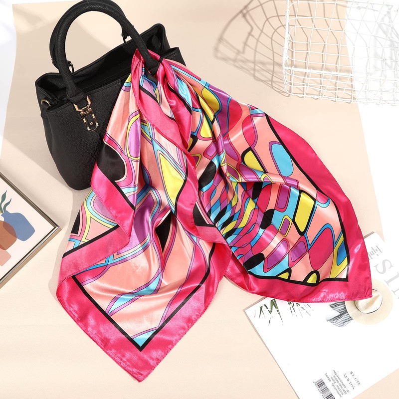 35” Large Square Satin Head Scarf - 3Pcs Satin Hair