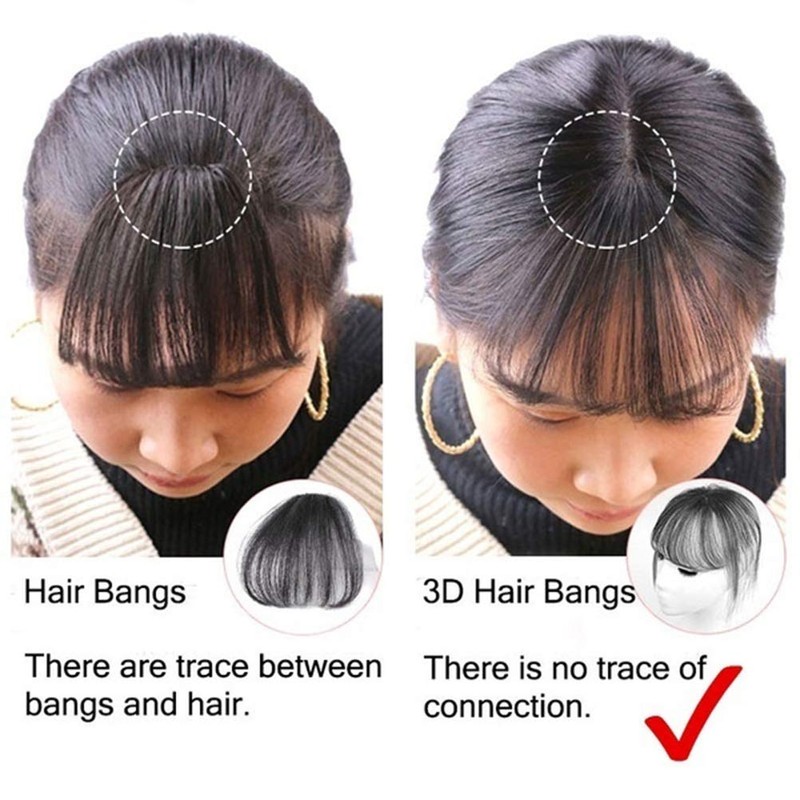 Invisible Human Hair Toppers For Women 3D Air Bangs Hair