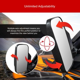 QA Parts UTV Driver and Passenger Mirrors with 1.6"-2" in diameter Mounting clamps