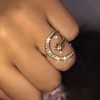 TseenYi Crystal Star Moon Adjustable Ring Gold Crescent Adjustable Ring