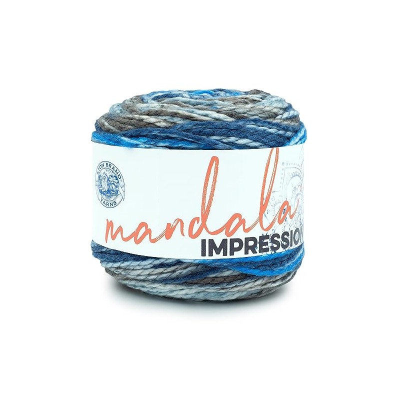 Lion Brand Yarn Mandala Impressions, Bulky Yarn, Lakeside, 1 Pack