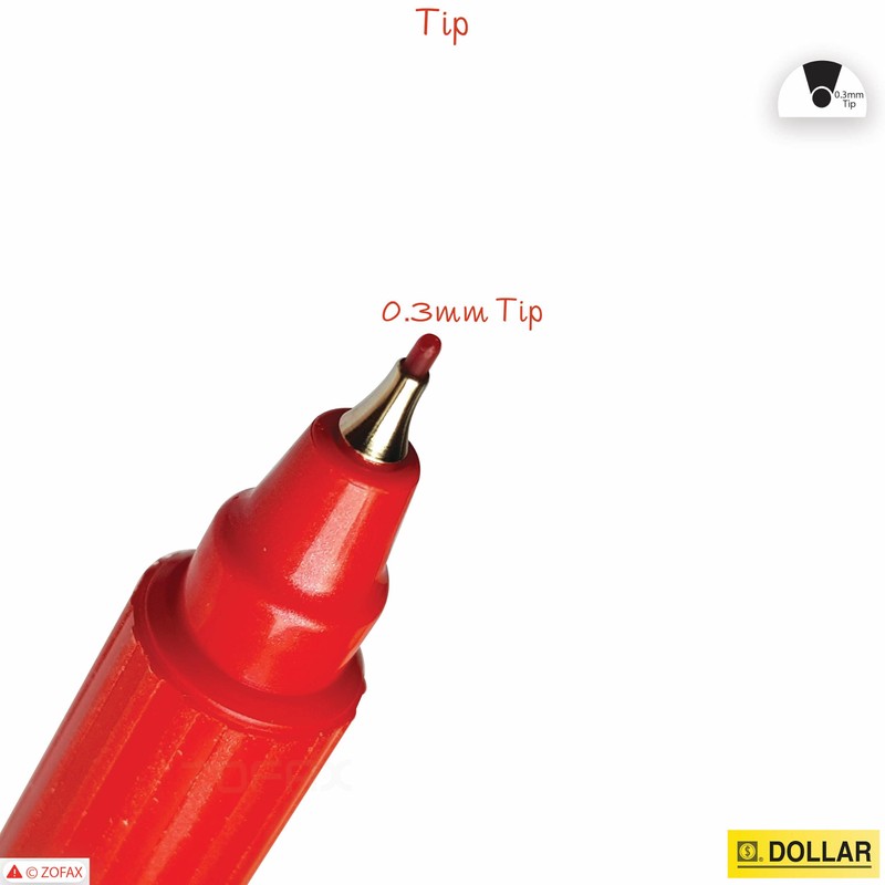 Z3FT Fineliner Pens, RED, Fine Tip (0.3mm), Pack of 10,