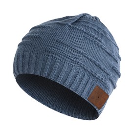 blueear Bluetooth Beanie Hat Bluetooth 5.2 Headphones Wireless Winter Knitted Hats with Stereo Speaker and MIC, Gift for Birthday, Christmas, Thanksgiving Day, H21-Blue