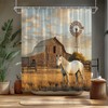 FAXTOZ Fall Horse Shower Curtain Rustic Farm Animal Retro Barn