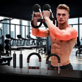 Power Twister Arm Trainer, Adjustable Chest Exerciser Arm Exercise Equipment with Leather Cover, Portable Home Fitness Equipment Chest Workout Arm Strenth Trainer for Men, Women(Red)