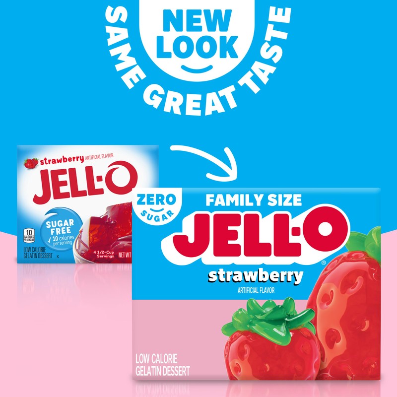 Jell-O Strawberry Sugar Free Gelatin Dessert Mix, 0.6 Ounce (Pack
