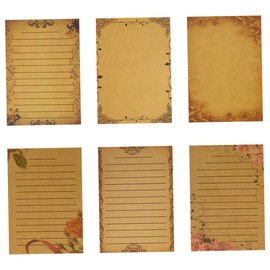 GRIRIW 6 Sets Retro Rose Lace Kraft Writing Paper Set Elegant Designs for Letter Writing and Stationery Vintage Aesthetic for Notes and Correspondence