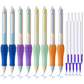 Temiary 8 Pcs Retractable Erasable Gel Pens & 10Pcs Extra Refills, Gel Ink Pen with Eraser, Fine Point 0.5mm Smooth Writing for Office School Supplies (Blue Ink)